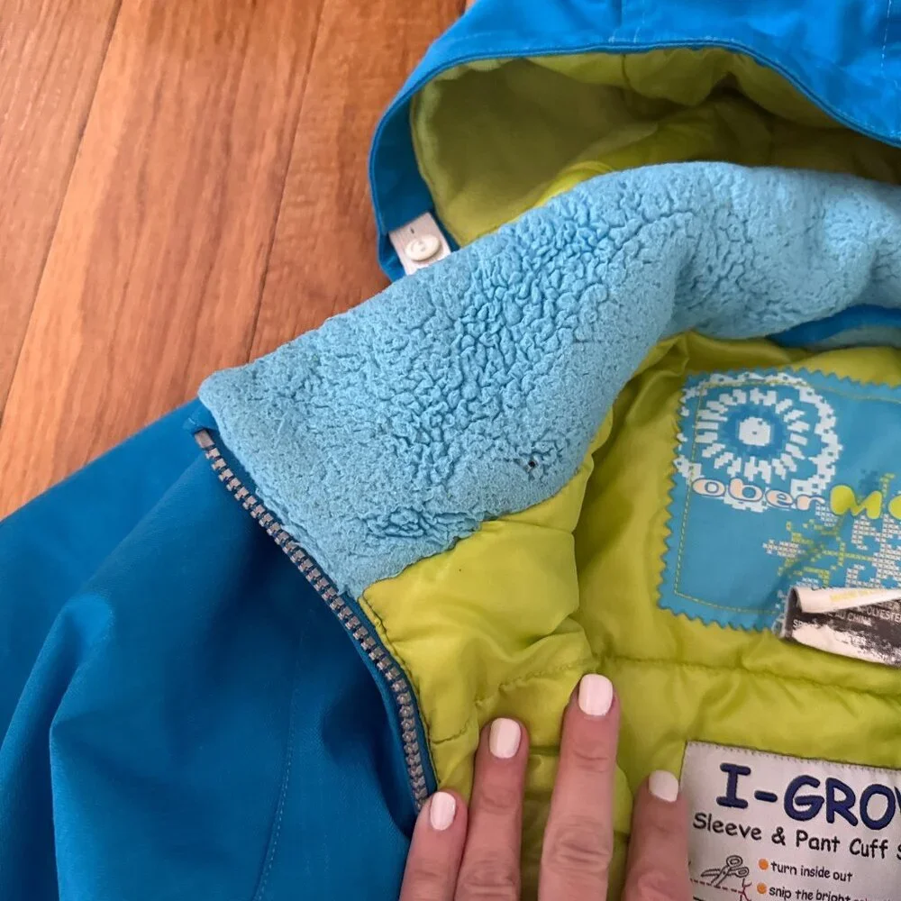 Obermeyer Kids Ski Jacket Size 7 Blue Removable Hood Winter Coat